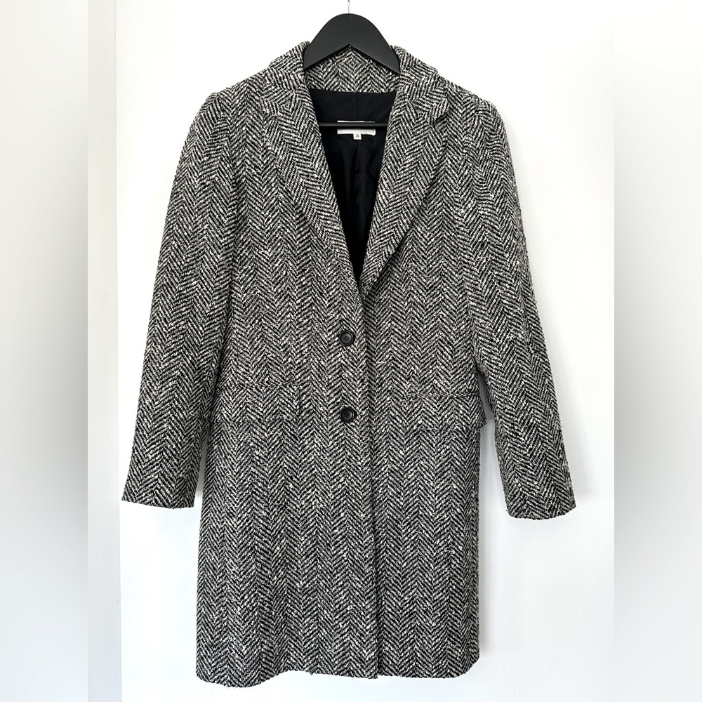 Vintage Gerard Darel single breasted Herringbone Tweed coat size 38